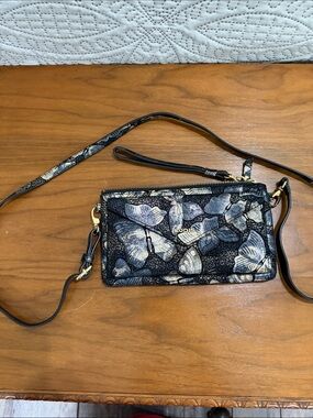 Lodis Black Floral Butterfly Crossbody Wallet